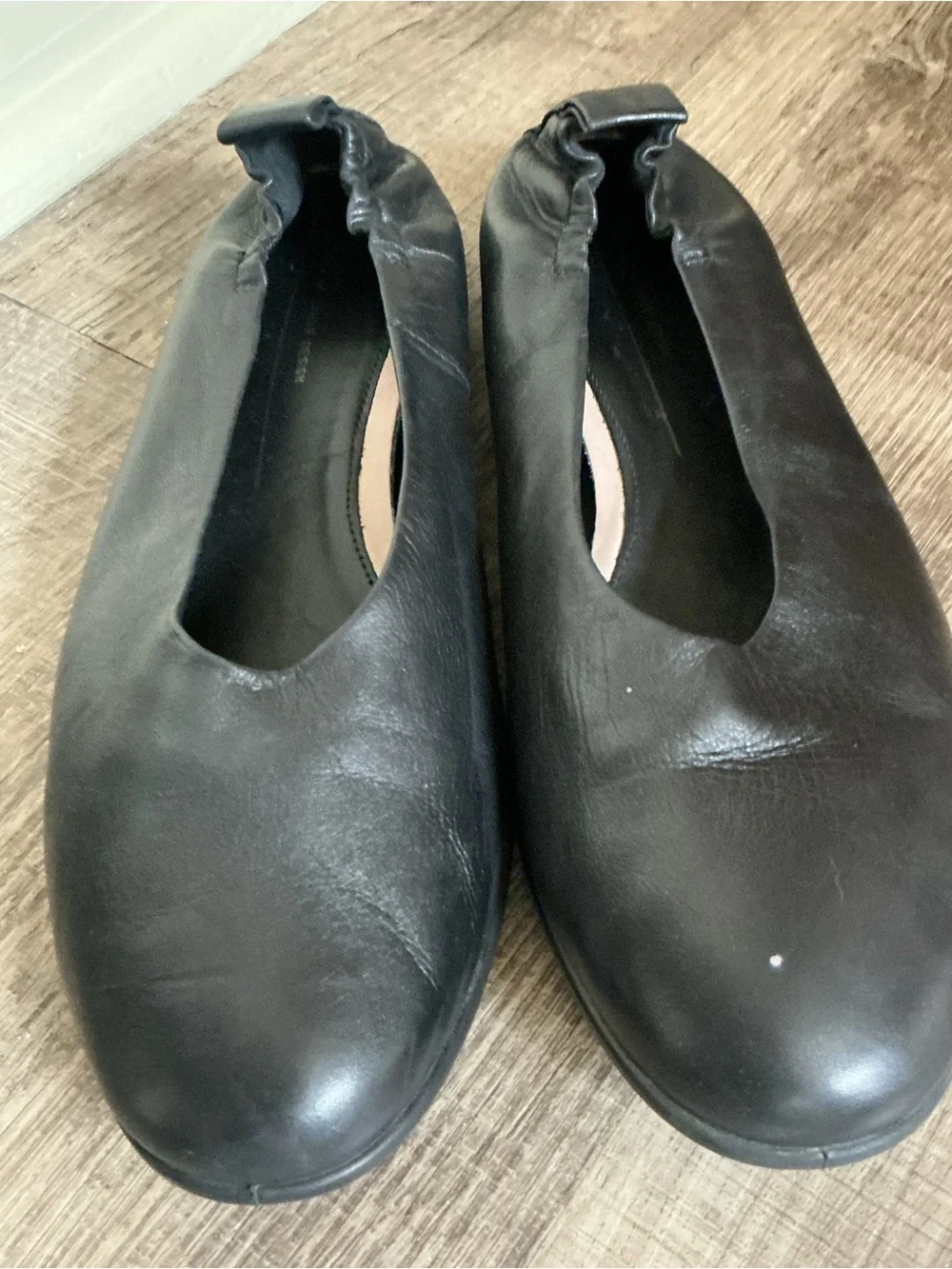 Womens 11 42 Ecco Anine Ballerina Black Leather Comfort Career Ballet Flats Shoe
